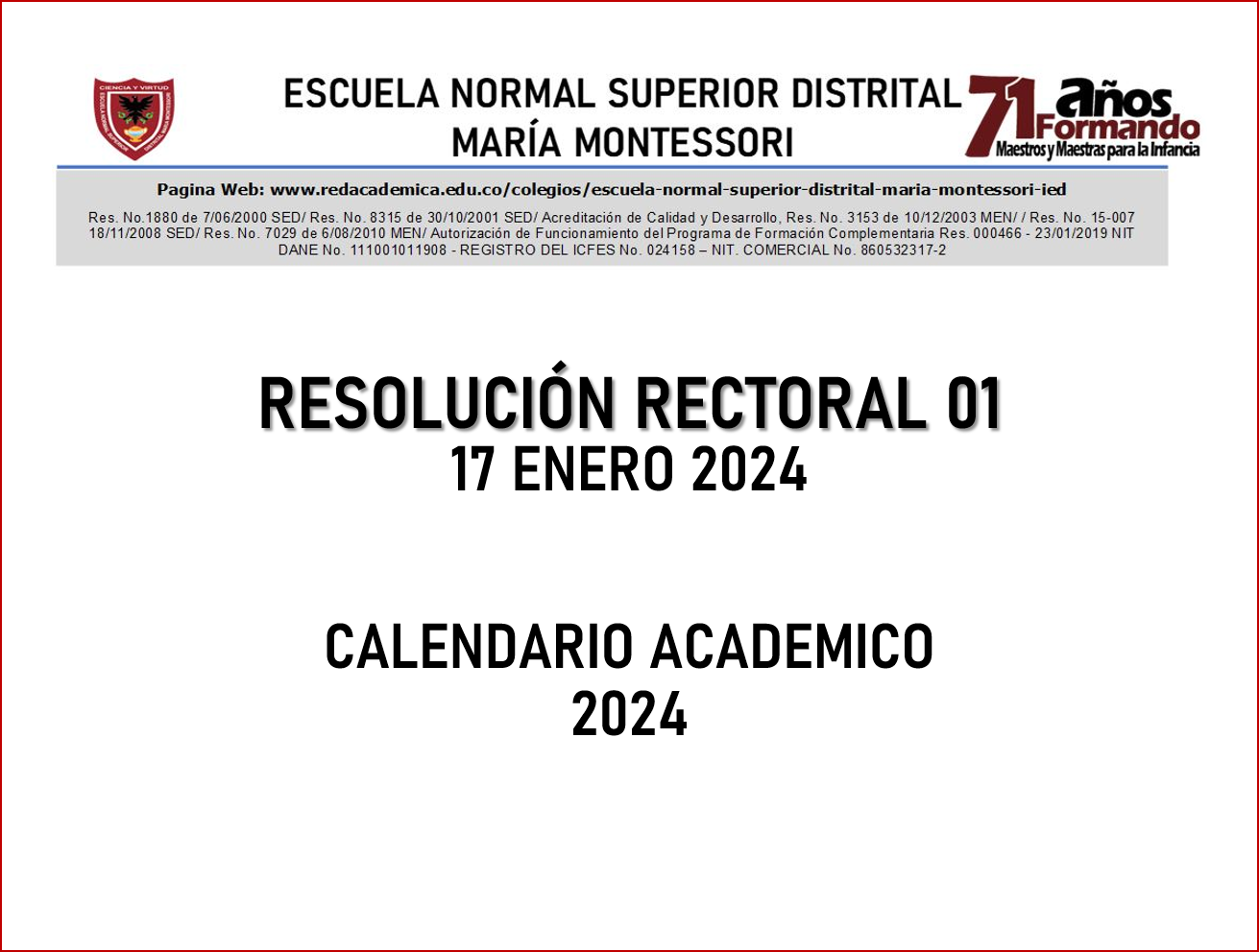 Resolución calendario académico 2024 colombia 6